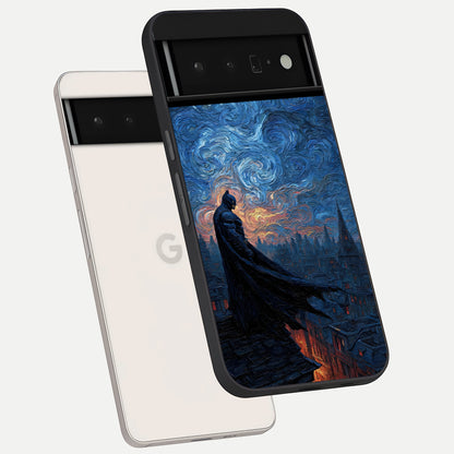  Dark Knight Dusk phone case For Google Pixel 6 Pro showing premium glass back cover with detailed artwork