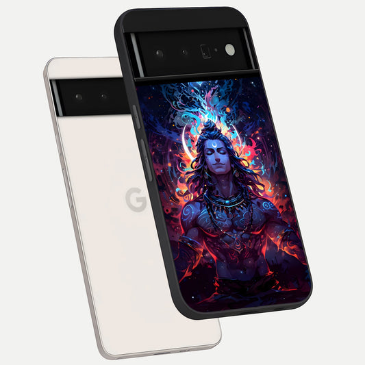  Divine Fire Shiv phone case For Google Pixel 6 Pro showing premium glass back cover with detailed artwork