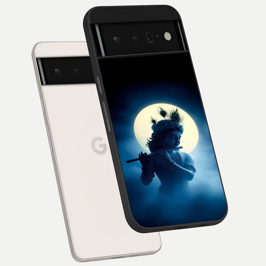  Divine Moon Flute phone case For Google Pixel 6 Pro showing premium glass back cover with detailed artwork