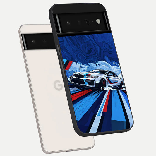  Drift Power Rush phone case For Google Pixel 6 Pro showing premium glass back cover with detailed artwork
