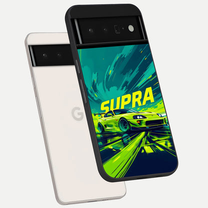  Electric Supra Thunder phone case For Google Pixel 6 Pro showing premium glass back cover with detailed artwork