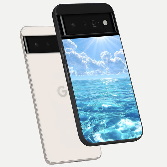  Endless Ocean Horizon phone case For Google Pixel 6 Pro showing premium glass back cover with detailed artwork