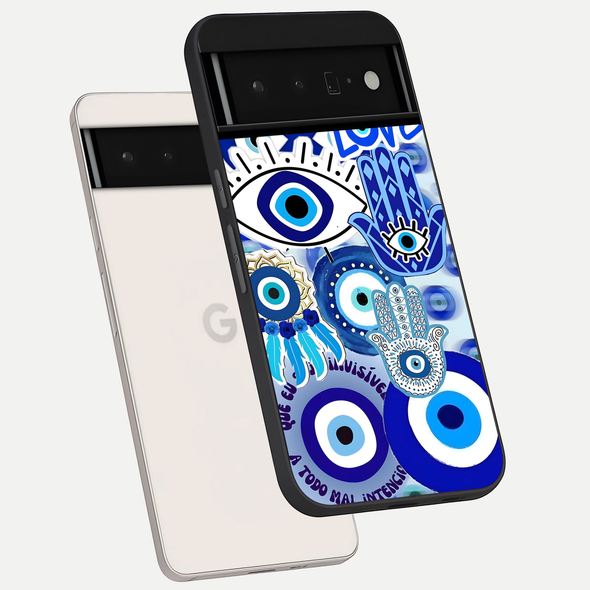  Evil Eyes Dream phone case For Google Pixel 6 Pro showing premium glass back cover with detailed artwork