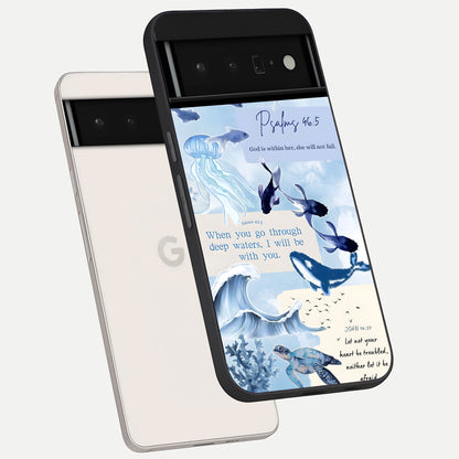  Faithful Ocean Promise phone case For Google Pixel 6 Pro showing premium glass back cover with detailed artwork