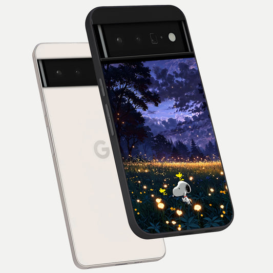  Firefly Meadow Magic phone case For Google Pixel 6 Pro showing premium glass back cover with detailed artwork