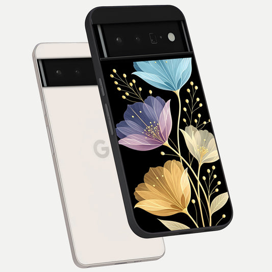  Flower Bloom Glow phone case For Google Pixel 6 Pro showing premium glass back cover with detailed artwork