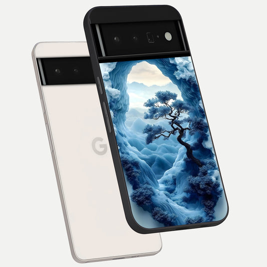 Frozen Serenity Gate phone case For Google Pixel 6 Pro showing premium glass back cover with detailed artwork