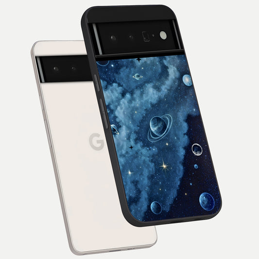  Galaxy Dream Space phone case For Google Pixel 6 Pro showing premium glass back cover with detailed artwork