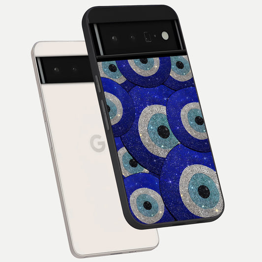  Galaxy Eye Flow phone case For Google Pixel 6 Pro showing premium glass back cover with detailed artwork