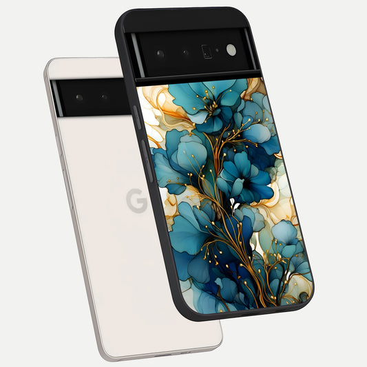  Golden Bloom Symphony phone case For Google Pixel 6 Pro showing premium glass back cover with detailed artwork