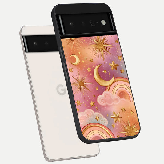  Golden Celestial Dreams phone case For Google Pixel 6 Pro showing premium glass back cover with detailed artwork