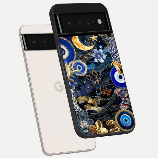  Golden Moon Magic phone case For Google Pixel 6 Pro showing premium glass back cover with detailed artwork