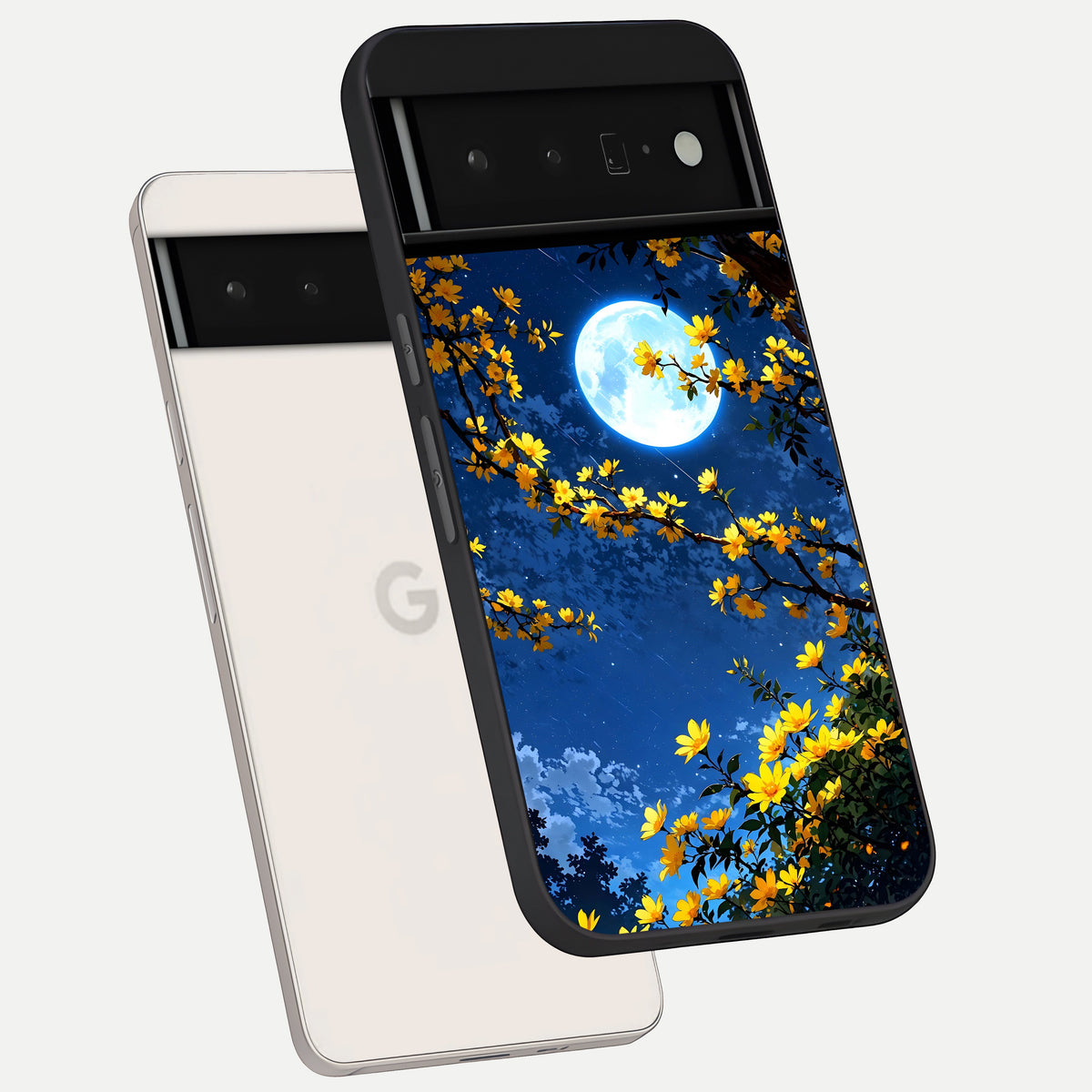  Golden Night Glow phone case For Google Pixel 6 Pro showing premium glass back cover with detailed artwork