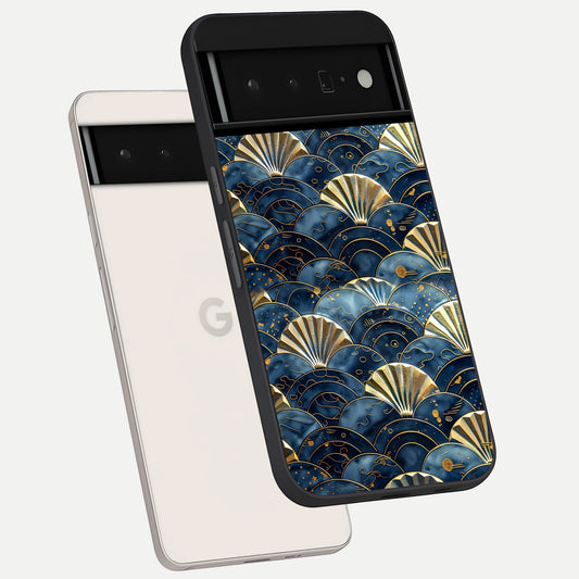  Golden Wave Luxe phone case For Google Pixel 6 Pro showing premium glass back cover with detailed artwork