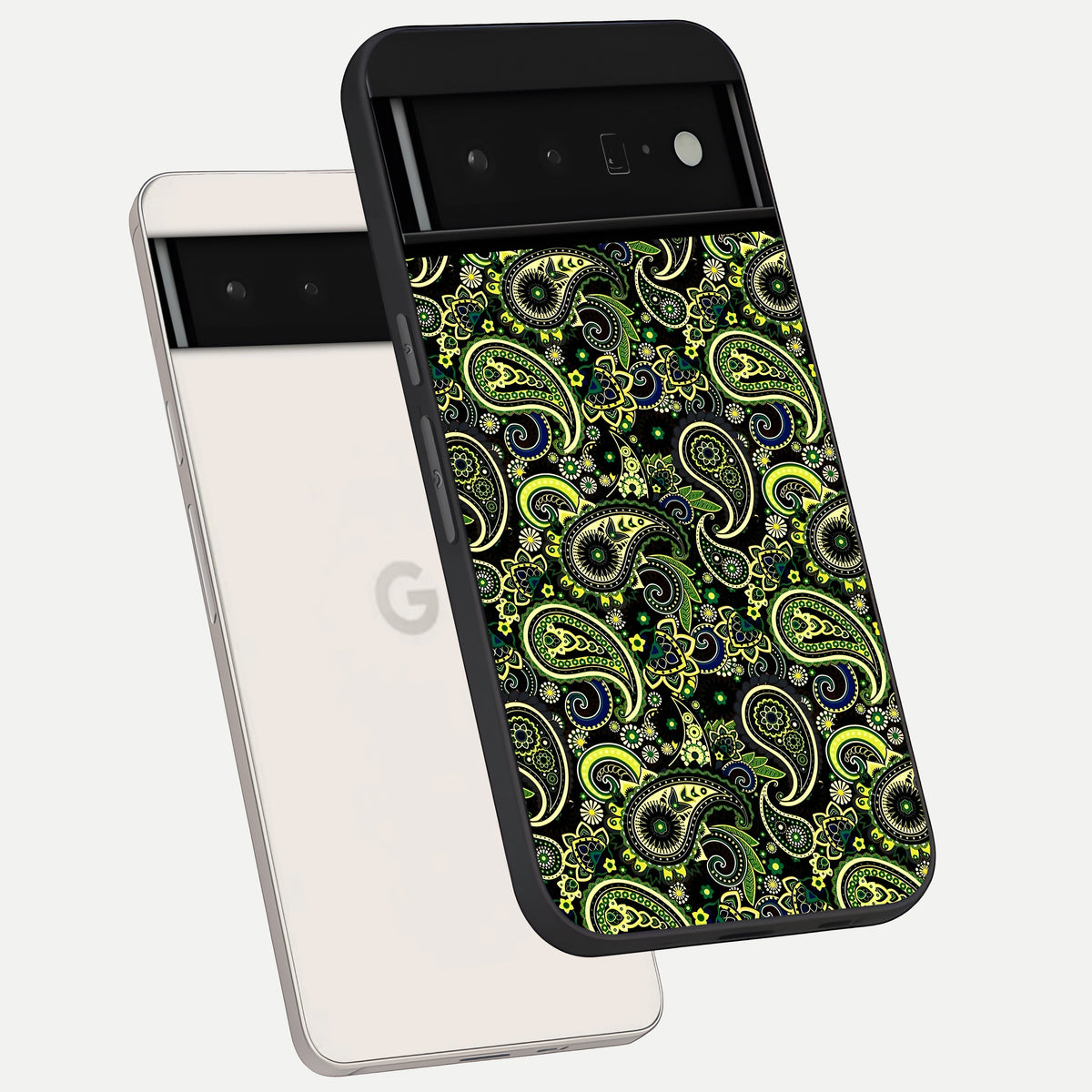  Green Lemon phone case For Google Pixel 6 Pro showing premium glass back cover with detailed artwork