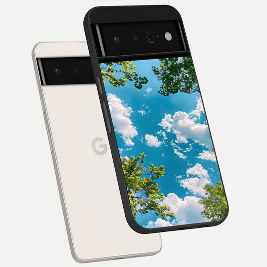  Green Moon Energy phone case For Google Pixel 6 Pro showing premium glass back cover with detailed artwork