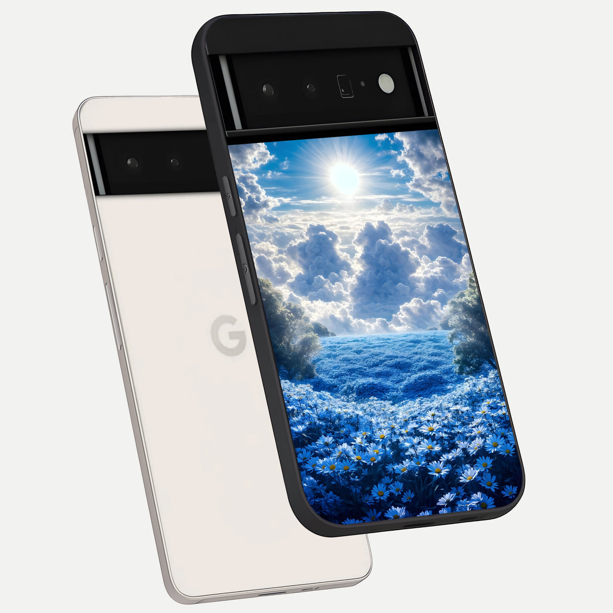  Heavenly Daisy Horizon phone case For Google Pixel 6 Pro showing premium glass back cover with detailed artwork