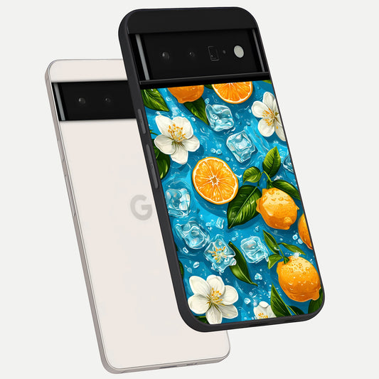  Ice Cube With Orange phone case For Google Pixel 6 Pro showing premium glass back cover with detailed artwork