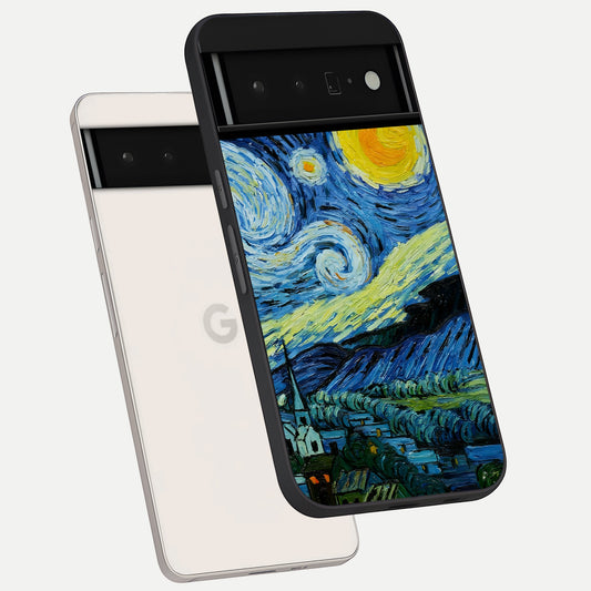 Inspired Van Gogh Art phone case For Google Pixel 6 Pro showing premium glass back cover with detailed artwork