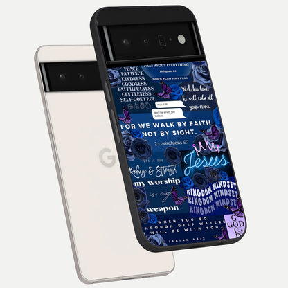  Kingdom Faith Glow phone case For Google Pixel 6 Pro showing premium glass back cover with detailed artwork