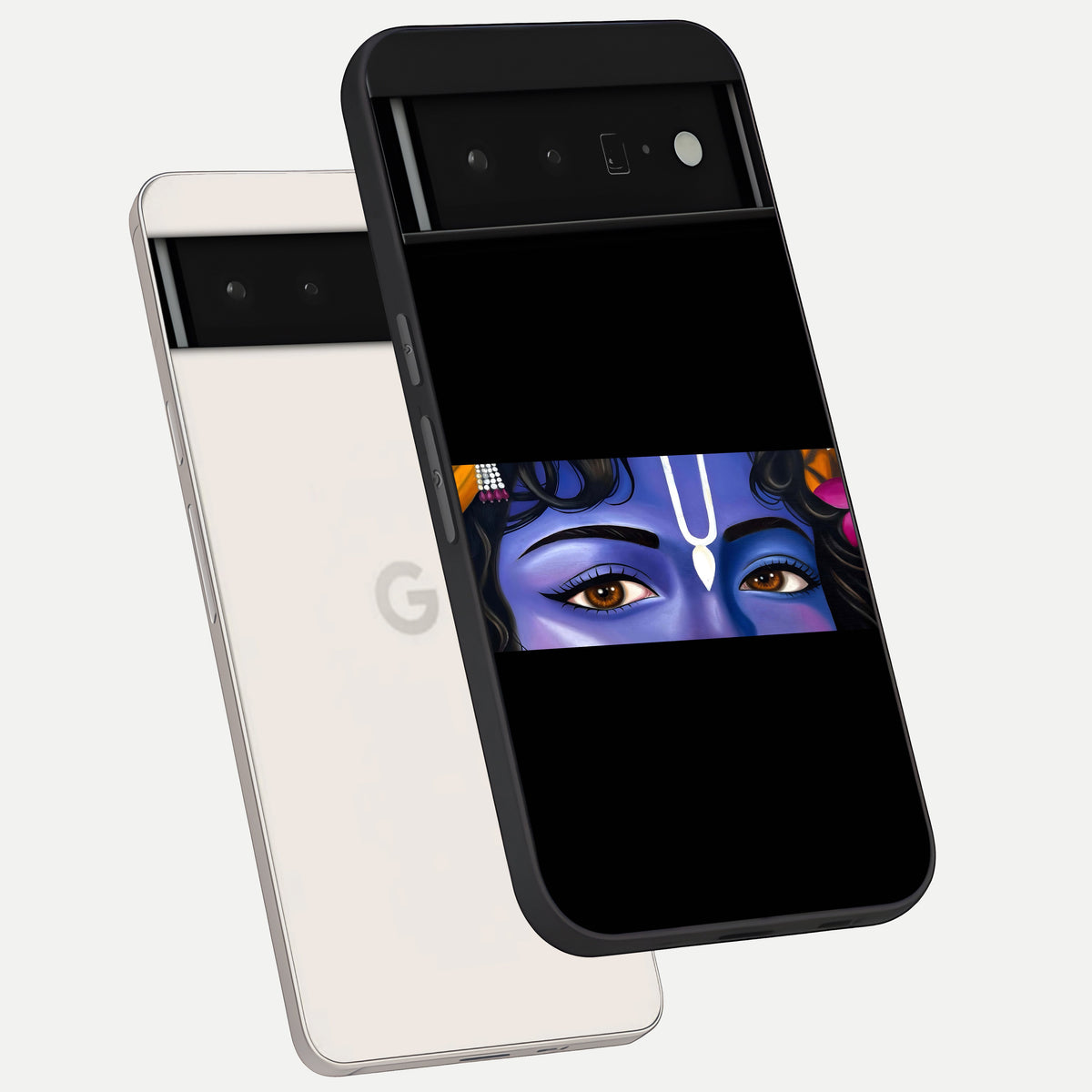  Krishna Eye phone case For Google Pixel 6 Pro showing premium glass back cover with detailed artwork