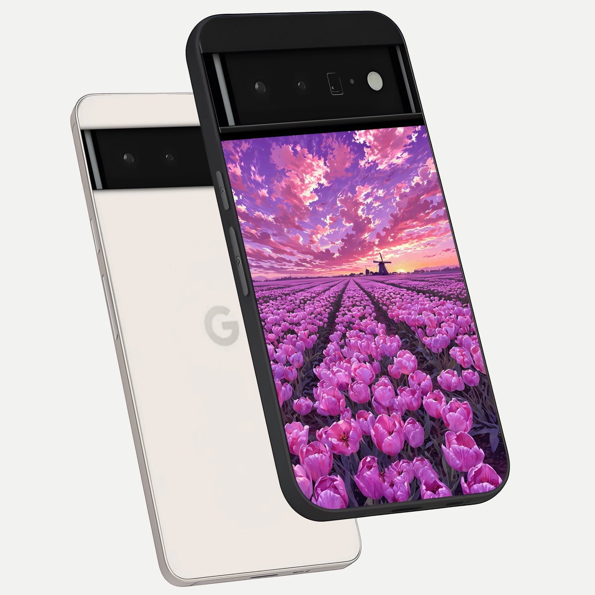  Lavender Dream Skies phone case For Google Pixel 6 Pro showing premium glass back cover with detailed artwork