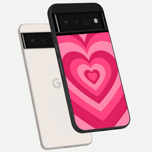  Layered Love Hearts phone case For Google Pixel 6 Pro showing premium glass back cover with detailed artwork