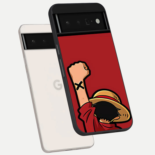  Luffy X Spirit phone case For Google Pixel 6 Pro showing premium glass back cover with detailed artwork