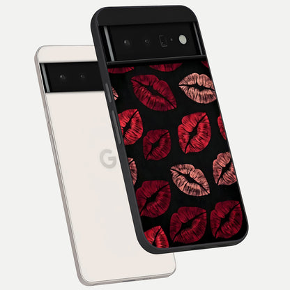  Midnight Kiss Love phone case For Google Pixel 6 Pro showing premium glass back cover with detailed artwork
