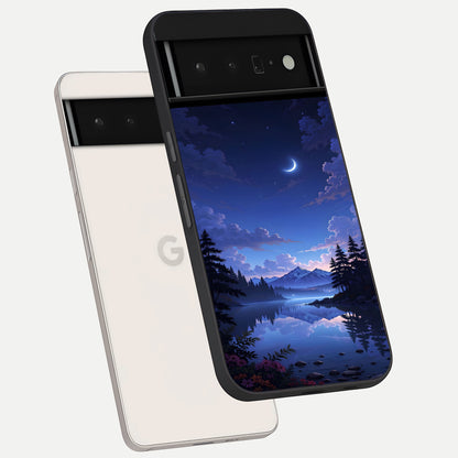  Midnight Lake Peace phone case For Google Pixel 6 Pro showing premium glass back cover with detailed artwork
