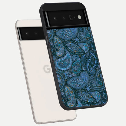  Midnight Paisley Glow phone case For Google Pixel 6 Pro showing premium glass back cover with detailed artwork