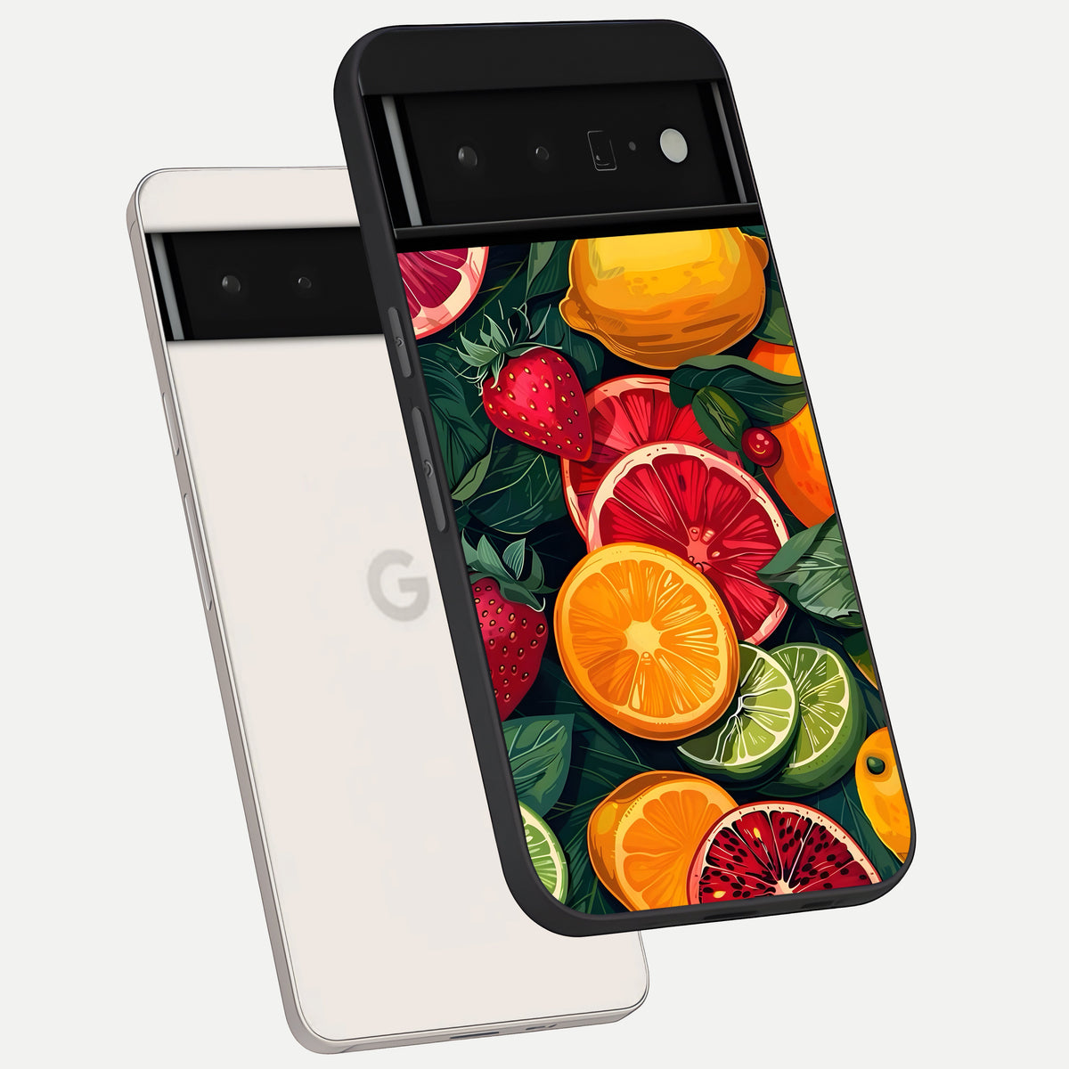  Multiple Fruits phone case For Google Pixel 6 Pro showing premium glass back cover with detailed artwork