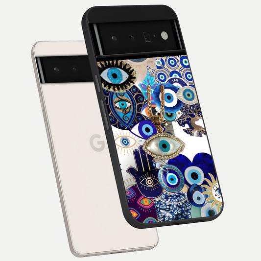  Mystic Charm Eye phone case For Google Pixel 6 Pro showing premium glass back cover with detailed artwork