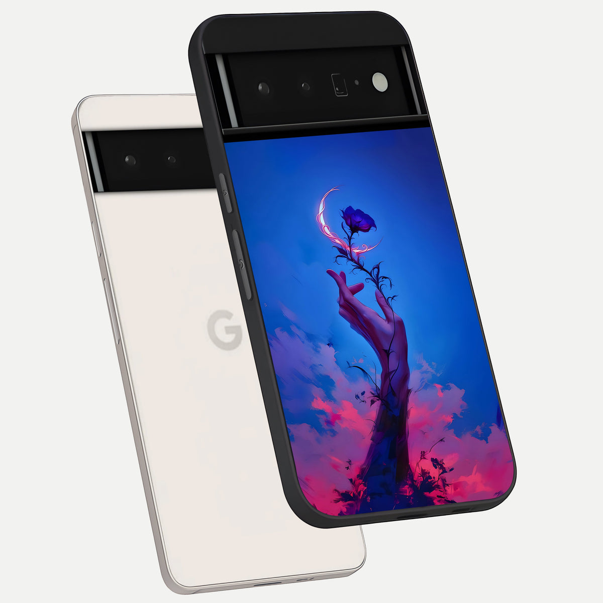  Mystic Hand phone case For Google Pixel 6 Pro showing premium glass back cover with detailed artwork