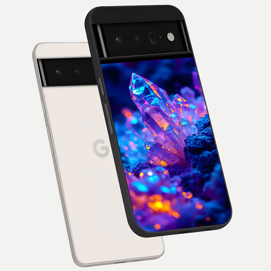  Neon Aura Shards phone case For Google Pixel 6 Pro showing premium glass back cover with detailed artwork