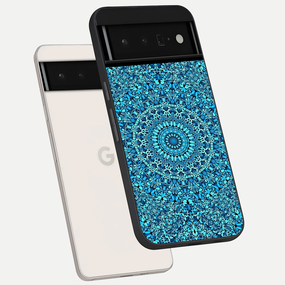  Ocean Bloom Mandala phone case For Google Pixel 6 Pro showing premium glass back cover with detailed artwork