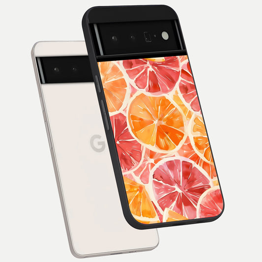  Orange Fruits Pattern phone case For Google Pixel 6 Pro showing premium glass back cover with detailed artwork