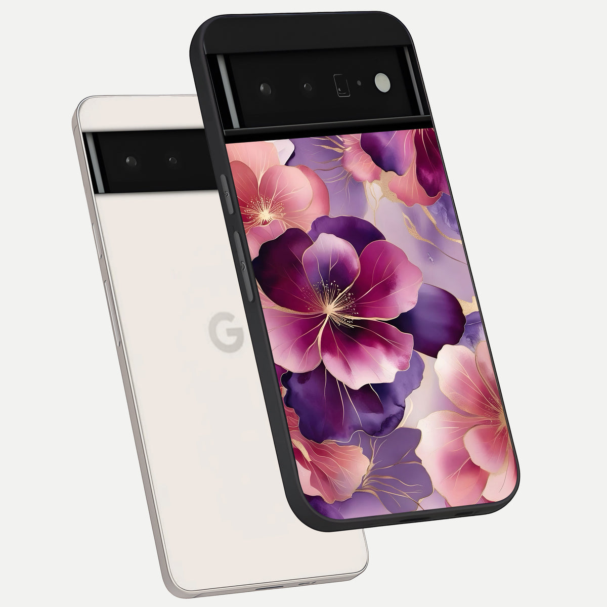  Pink Bouquet Florals phone case For Google Pixel 6 Pro showing premium glass back cover with detailed artwork
