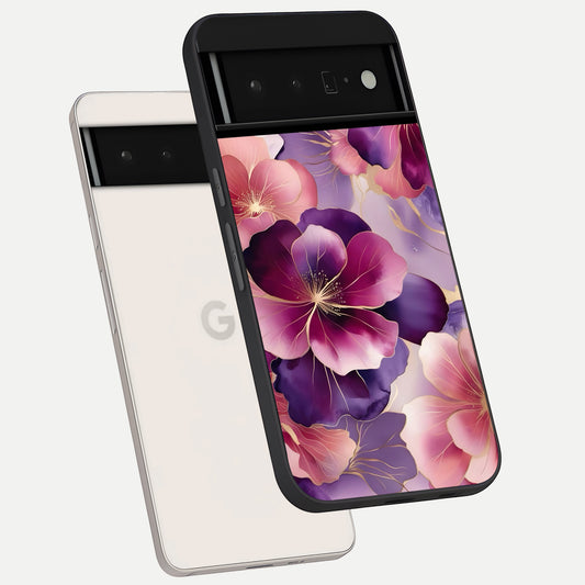  Pink Bouquet Florals phone case For Google Pixel 6 Pro showing premium glass back cover with detailed artwork