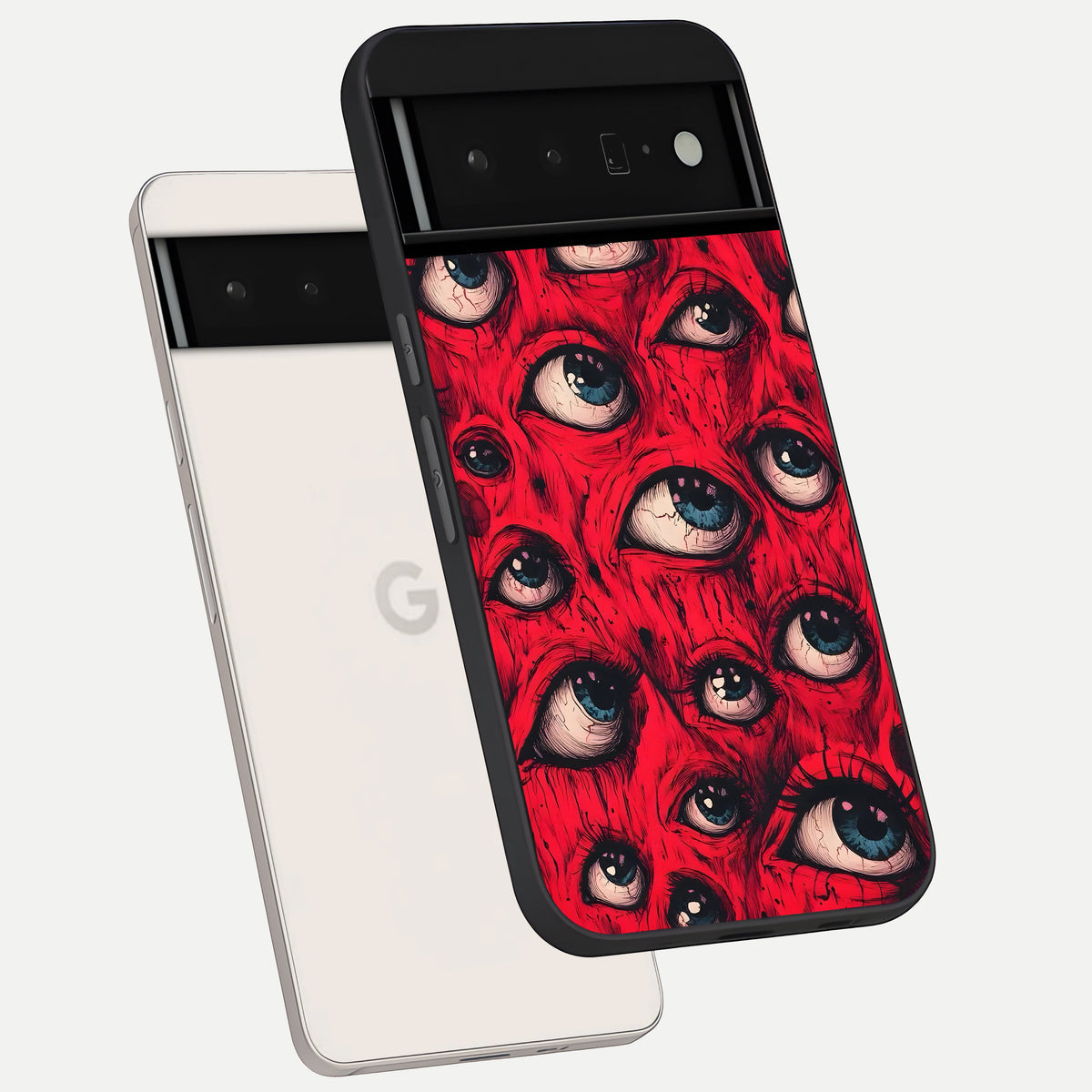  Red Eyes Pattern phone case For Google Pixel 6 Pro showing premium glass back cover with detailed artwork