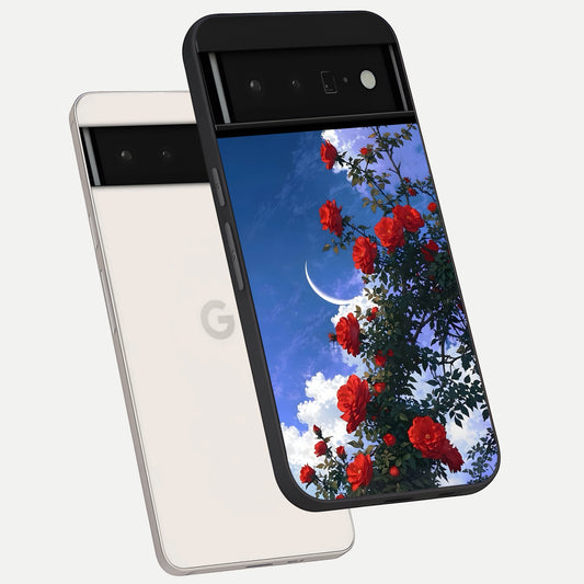  Rose Drift Flowers phone case For Google Pixel 6 Pro showing premium glass back cover with detailed artwork