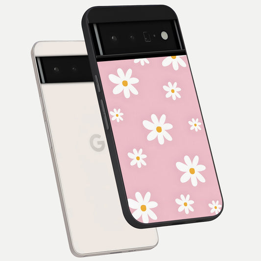  Soft Daisy Bliss phone case For Google Pixel 6 Pro showing premium glass back cover with detailed artwork