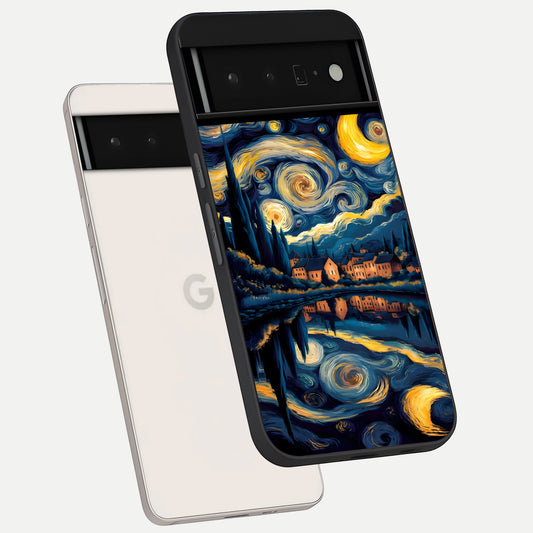  Starry Sky Serenity phone case For Google Pixel 6 Pro showing premium glass back cover with detailed artwork