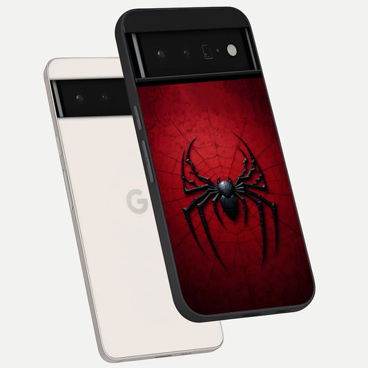  Superhero Web Emblem phone case For Google Pixel 6 Pro showing premium glass back cover with detailed artwork