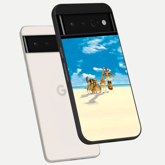  Tropical Fun Squad phone case For Google Pixel 6 Pro showing premium glass back cover with detailed artwork