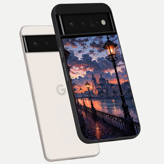  Twilight River Lights phone case For Google Pixel 6 Pro showing premium glass back cover with detailed artwork