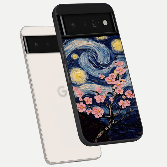  Van Gogh Scenery phone case For Google Pixel 6 Pro showing premium glass back cover with detailed artwork