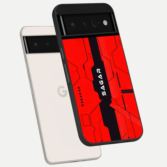  Voltage Rise CYBERPUNK Custom Name phone case For Google Pixel 6 Pro showing premium custom name glass back cover