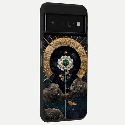  Celestial Lotus Morang back cover For Google Pixel 6 Pro slim fit glass case with vibrant aesthetic design