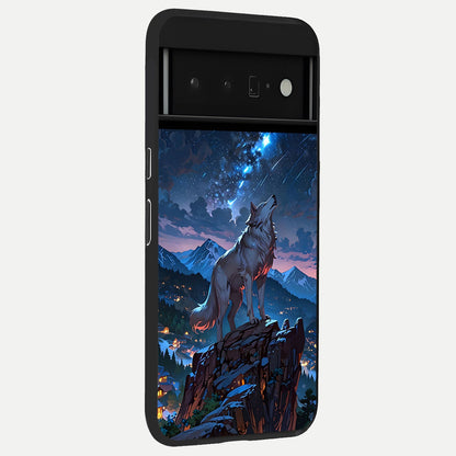  Celestial Wolf Howl back cover For Google Pixel 6 Pro slim fit glass case with vibrant aesthetic design